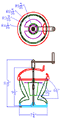Figure 1: Top and side views of Nutsy showing color-coded parts and dimensions. Image Source: Team Shell Shock