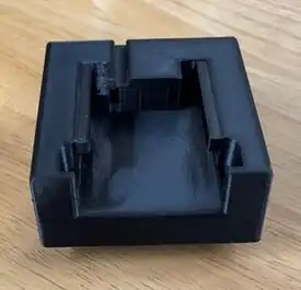 Front view of 3-D printed battery shoe prototype