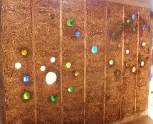 CCAT greenshed west wall Clay-straw slip wall of CCAT's Greenshed