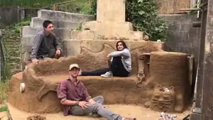 CCAT rocket mass cobb bench heater A Rocket Mass Cobb Bench Heater