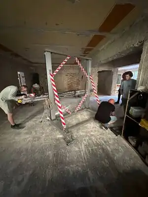 A concrete 3D printer developed and built at KNUBA with support from the Tolocar project