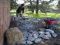 Fig.1 Constructing the base out of urbanite and rubble