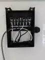 Wiring on the back of the panel.