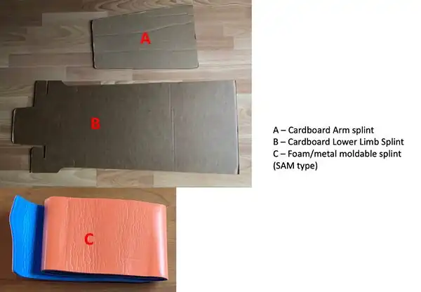 Foam and cardboard limb splints