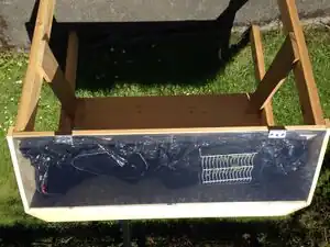 Our finished dehydrator, with garbage-bag absorber.