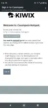 Step 6: Sign in to hotspot. It shows up as Kiwix on the phone, but it can be renamed. Ours is renamed to Cassiopeia.