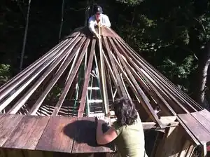 Making sure the conduit is bent at the right angle.