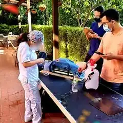 Non-expert using our simple version of our DIY Tourniquet simulator