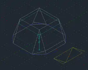 Isometric view of OctoYurt showing size compared to 6 foot human.