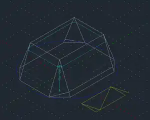 Isometric view of stretched OctoYurt compared to 6 foot human.