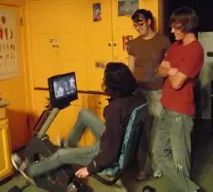 Pain in the Axle A bicycle-powered electrical generator that powers a television and DVD player