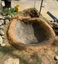 Image 9. Pond during clay, gravel and sand layering