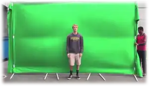 Portable green screen A large portable green screen for the video editing class.